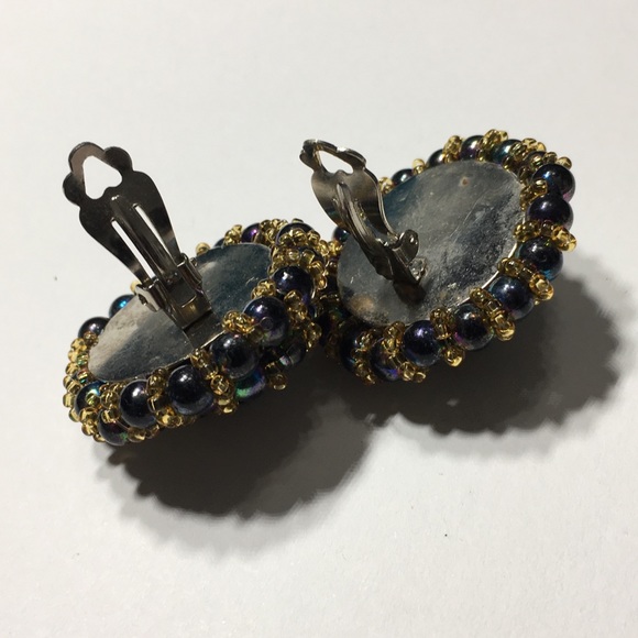 Vintage Cluster Bead AB Clip Earrings - Picture 5 of 8